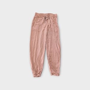 Dusty Rose Pink Jogger Pants Soft Utility Cargo Pockets Drawstring 8-10